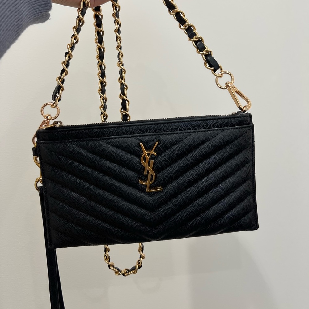 YSL black monogram wristlet / crossbody